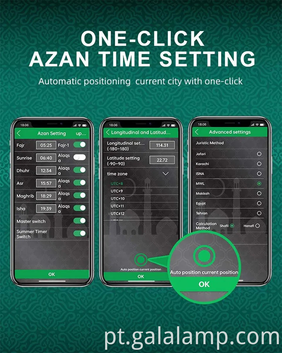 Alto-falante Bluetooth amigável para muçulmanos com Alcorão e Luz noturna suave